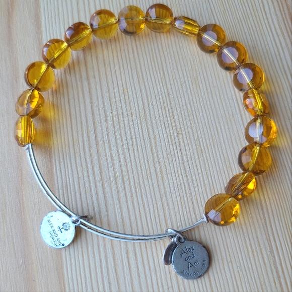 NWOT Alex and Ani Silver & Yellow Bead Bracelet - Picture 3 of 4